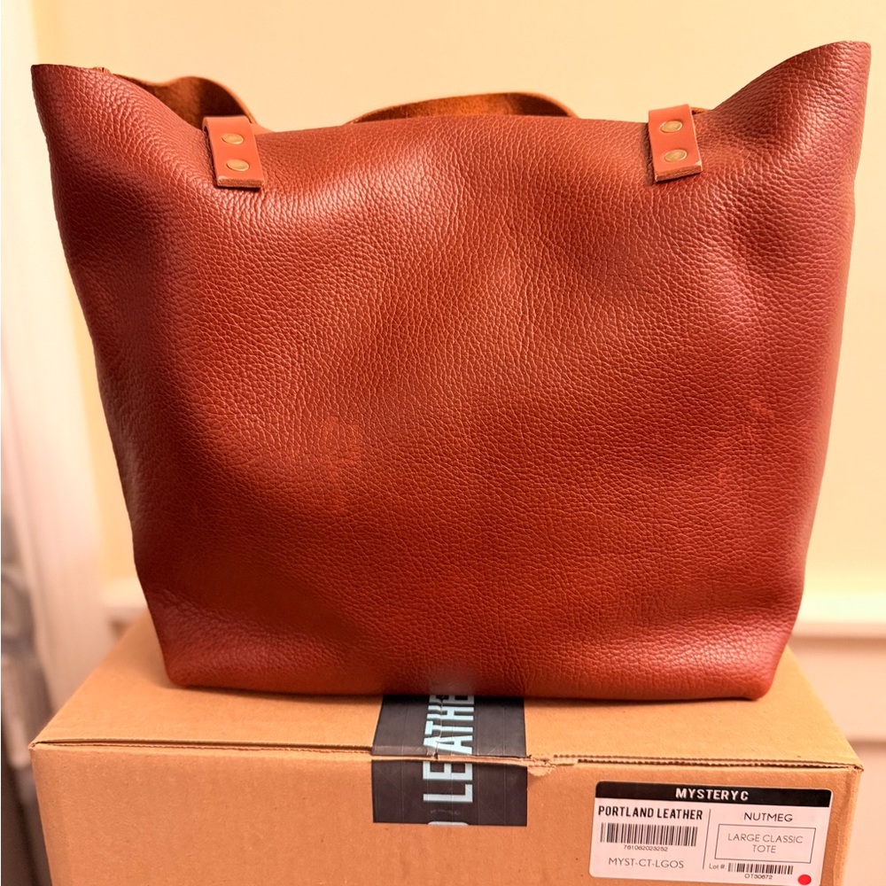 Portland leather large classic tote in nutmeg  NWOT - Picture 5 of 10
